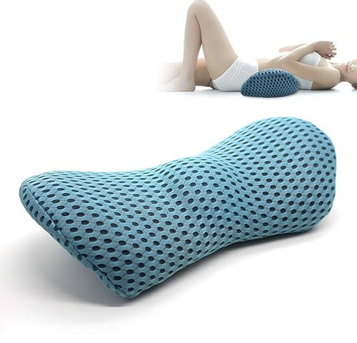 Edumov Lendenwirbelkissen, Ergonomisches Rückenkissen, Memory Foam Lendenkissen Auto, Komfort Rückenstützkissen zur Druckentlastung, Rückenpolster für Bett/Stuhl/Autositz/Bürostuhl (Blau)