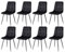 GrandCA HOME Lot de 8 Chaises de Salle à Manger avec Siège Rembourré en Velours, Chaises de Cuisine Modernes avec Pieds en Métal, Noir-HL