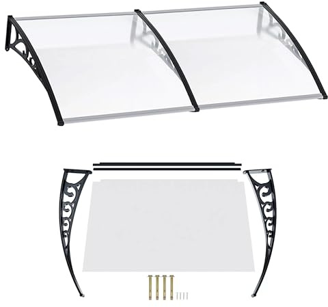 AEFFE - Marquesina modulable transparente o ahumada, para puerta de exterior, policarbonato alveolar, antigranizo e impermeable, resistente a los rayos UV, cubierta para puerta (transparente, 200 x 80