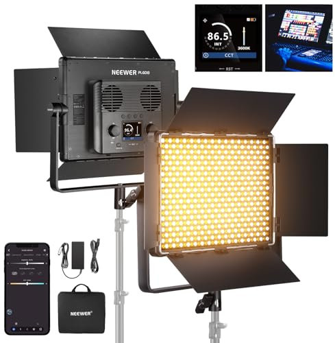 NEEWER LED Panel Videolicht Zweifarbiges Videoleuchte APP/2,4G/DMX Steuerung 60W 26600Lux/0,5m 2500K-8500K 13 Szenen V Akku Betrieben Licht für Studiofotografie Fotos im Freien Make up Streaming PL60B