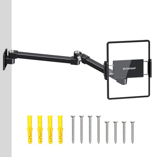 elitehood Tablet Wandhalterung Langarm - Verstellbare Aluminium iPad Wandhalterung für Küche, Büro & Zuhause - Schwenkbar Tablet Halterung Wand für iPad Pro/Air, Galaxy Tab, Kindle, iPhone (4.7-13”)
