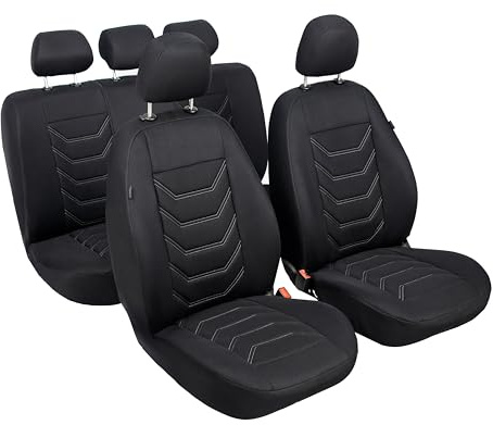 ERJOT Autobezüge Sitzbezüge Comfort Schonbezüge Komplet Set Universal Schwarz Cover (Weiss)