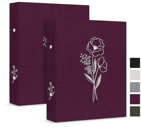 Lanpn Ringbuch Basic DIN A5 2 Stück, Leineneinband Ringbuch Ordner A5 mit 2 Ringe hält A5 Papier für Zuhause Büro Schule Journaling Sammlungen (Lila)