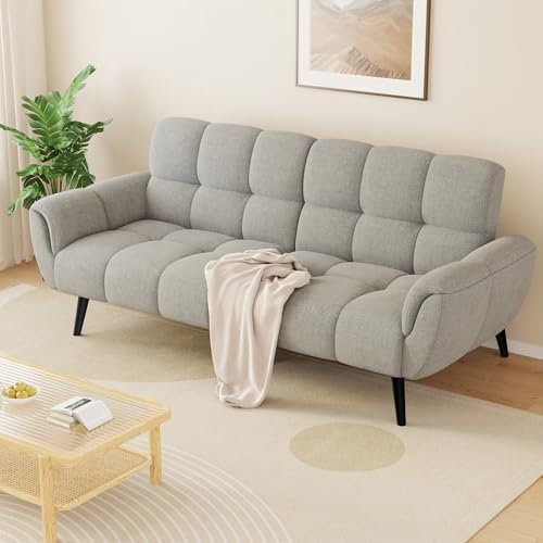 jiexi Sofa Mit Schlaffunktion, Klappsofa Sofa 3 Sitzer, Schlafsofa 195x85cm, Bequemes Geeignet Für Wohnzimmer, Büro, Zimmer, Schlafzimmer(Hellgrau)