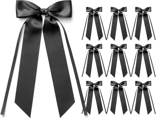MORSUNBELA Schleifen Deko Geschenkschleife Groß für Hochzeit Schwarz | 10 große Geschenkschleifen, elegante Deko für Hochzeit,Kommunion,Geburtstag,Weihnachten,Girlanden und Geschenkverpackungen