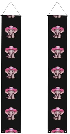 Abschlussbanner YYHHAOFA rosa Strohhut Elefant bedrucktes Dekor-Banner Türschild für den Innen- und Außenbereich, 30,5 x 180,9 cm