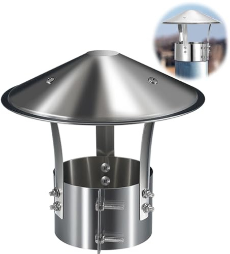 Comignolo per Canna Fumaria, Antipioggia Comignoli del Tetto, per Rotonda Camino Terminale Canna Fumaria Cappello Scarico Fumi Copertura Camino a Pellet Stufa(110mm/4.3in)