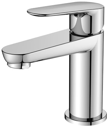 BELZ Wasserhahn Bad, Einhebel-Badarmatur, Mischbatterie Bad, Höhe 85 mm, Energiesparend, Waschbeckenarmatur Einhebelmischer für Badezimmer, Messing, Chrom