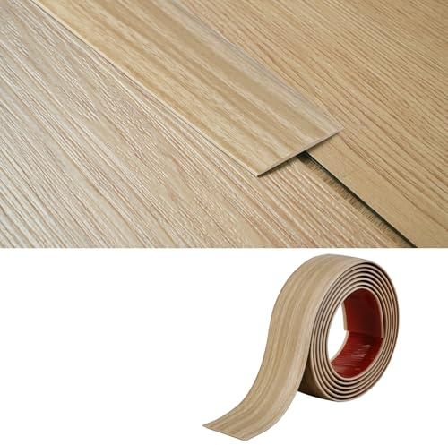 Bande de Transition Plate 2mm épaisseur PVC,5cm Large Autoadhésive Barre de Seuil Souple Baguette Seuil de Porte Fine Profilé de Transition Joindre Espaces de Sol,4M Grain de Beige
