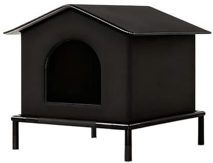 perfk Niche Chat Extérieur, Abri Isotherme Imperméable et Résistant Au Vent pour Hiver, Cabane pour Chat Extérieur, Maison de Jardin Hors-Sol avec Pieds Surélevés pour Jardin, Cour, 36x36x36cm, M