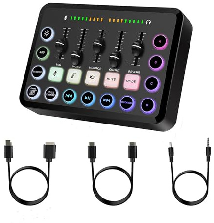 NEWFUN table de mixage, Mixeur RGB pour PC pour le streaming Avec enregistrement personnalisé, Compatible avec différents systèmes d'exploitation et logiciels