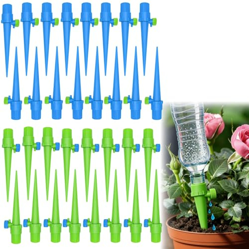Riego por Goteo Automático Kit,Riego Goteo Botella con Válvula de Control,Autorriego para Macetas,Ajustable Dispositivo de Riego para Regar Plantas en Vacaciones para Flores Bonsáis Interior (32PCS)