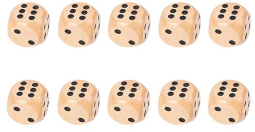 10 Stück Holzwürfel 30mm Groß - Natur Spielwürfel Holz 6 Seitig mit Augen - XXL Würfelspiel Zubehör mit Abgerundeten Ecken für Brettspiele, Kartenspiele, Mathe Unterricht & DIY Basteln
