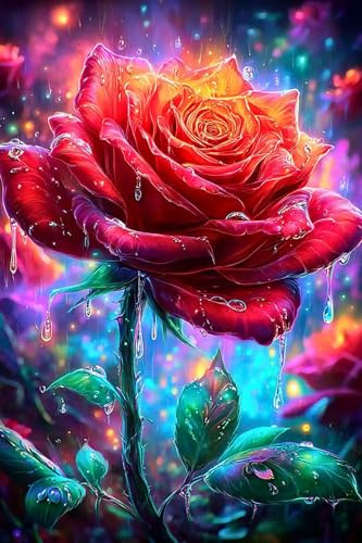 Picmondoo Diamond Painting - 40x60cm - Regentanz | quadratische Harzsteine, AB-Steine, Strass- & Metallicfarben, klares Raster, Stift, Wachs & Schale für entspanntes DIY