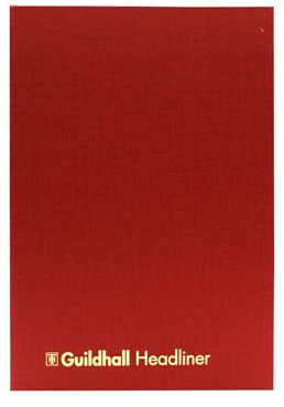 Exacompta - Ref 38/10Z - Guildhall - Headliner Case bound Hardback Account Book, 298 x 203mm, 10 Cash Column, 80 Pages, Tamper-Proof, Precision Ruled 95gsm Ledger Paper - Burgundy