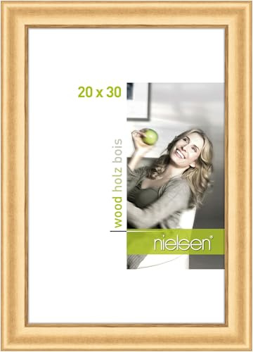 nielsen Holz Bilderrahmen Derby, 20 x 30 cm, Gold | Holz Fotorahmen im Hoch- & Querformat zum Aufhängen Gold matt Echtglas
