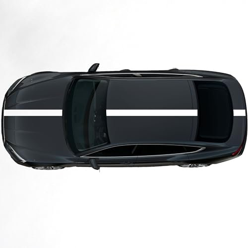 Kiwistar - Autoaufkleber Rallye Streifen - 10 x 400 cm - weiß glänzend - selbstklebend - Viperstreifen für Auto, Motorhaube, Karosserie - Tuning Aufkleber Racing Deko