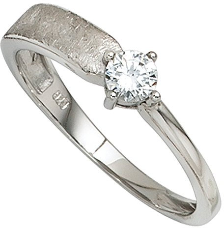 Jobo Damen-Ring aus 925 Sterling Silber eismatt mit Zirkonia Größe 56