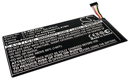CS-AME301SL Batería 4300mAh Compatible con [ASUS] ME370T, MeMO Pad ME370T, MeMO Pad 16GB, para [Google] Nexus 7, Nexus 7 16GB, 32GB, 8GB, 7 sustituye 0B200-00120100M-A1A1A-219-17QE, C11-ME370T, ME3