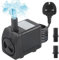 Discoball Submersible Water Pump 21W 260GPH 1000L/H Ultra-Quiet Mini Fountain Water Pump with 2 Nozzles Replacement Pump for Pet Fountain Aquarium Fish Tank Pool Garden Features Statuary Hydroponics