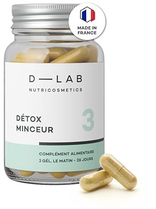 D-LAB Détox Minceur | Cure 1 mois | Elimination, Drainage et Silhouette | Plantes Détox & Fibres Prébiotiques | Goût Naturel | Fabriqué en France