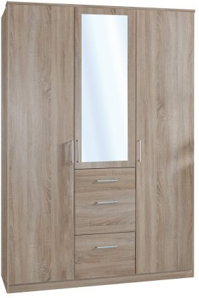 iovivo Kleiderschrank Evita mit Spiegeltür, Eiche sägerau-Nachbildung 2-TRG. B/H/T 90/199/58 CM