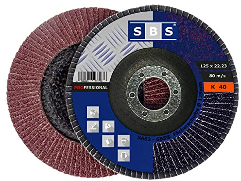 SBS® Fächerscheiben | Ø 125 mm | Korn 40 | 10 Stück | Braun für Metall & Holz | Winkelschleifer Lamellenschleifer Schleifscheiben