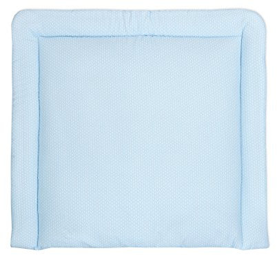 KraftKids Wickelauflage in kleine Blätter hellblau auf Weiß, Wickelunterlage 60x70 cm (BxT), Wickelkissen