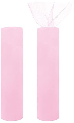Handi Stitch Lot de 2 Rouleau de Tulle Rose Pastel - 30 cm x 25 m par Bobine - Rouleau Tulle pour Anniversaires, Emballages Cadeaux, Mariages, Décorations, Tutus, Costumes et Loisirs