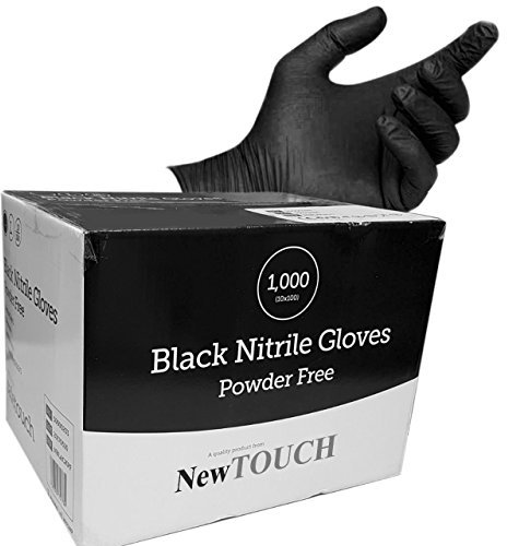 Strong Disposable Powder & Latex Free Nitrile Gloves in Black Colour x 1000 (Black Nitrile, Large)