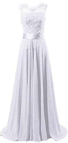 WAWALI Spitze Applikationen Damen Kleid Abend Party Abschlussball 16 Weiße