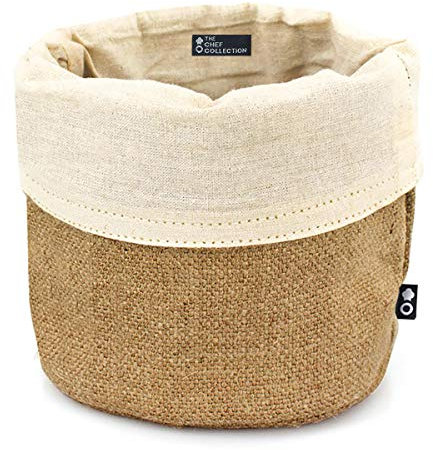 THE CHEF COLLECTION, Cestino Pane, Porta Pane da Tavola 100% Cotone e Juta Naturale, Porta Pane da Cucina, Cestino Pane da Tavola, Portapane da Tavola, Cestino Portapane, Porta Grissini da Tavola