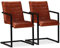 Festnight 2er Set Echtleder Esszimmerstühle mit Stahlrahmen | Polsterstuhl Schwingstuhl Essstuhl Küchenstuhl 51 x 56 x 91 cm Braun