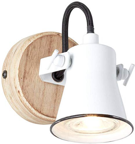 BRILLIANT Lampe Seed Wandspot weiß/holz hell | 1x PAR51, GU10, geeignet für Reflektorlampen (nicht enthalten) | Köpfe schwenkbar
