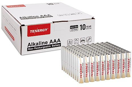 Tenergy 1.5V AAA Alkaline Battery, High Performance AAA Non-Rechargeable Batteries for Clocks, Remotes, Toys & Electronic Devices, Replacement AAA Cell Batteries, 720 Pack