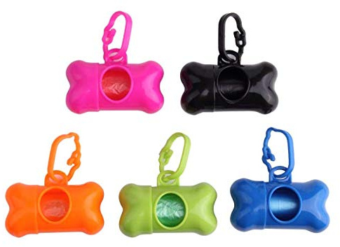 5 PCS Bone Shaped Poop Bag Dispenser Pet Waste Disposal Bag Dispenser With Waste Bag (Random Color)