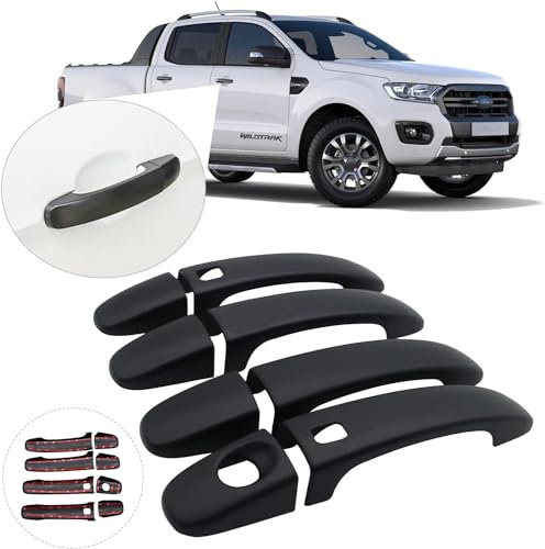 JHCHAN 2011-2022 Door Handle Protectors for Ford Ranger Wildtrak Accessories T6 T7 T8 Raptor XL XLS Limited Everest Door Handle Cover Scratch Guard with Smart Keyhole Matte Black 4PCS