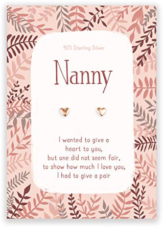 Rose gold heart stud earrings for Nanny Nan | gift for mothers day birthday or xmas/christmas | gifts for great Nanna Grandma gift her | women presents