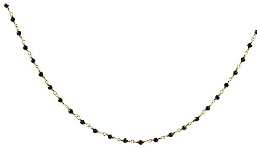 Collana Girocollo Rosario in Argento 925% E Perline Nere 2 mm. Lunghezza Regolabile 43-47 cm