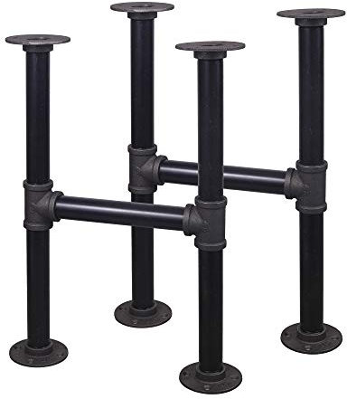 Niubid 2 Pcs 16 Inch Industrial Table Leg Set, Grey Steel Metal Pipes Vintage Furniture for Coffee and End Table Legs