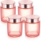 Cositina Lot de 4 bocaux en verre rose de 96,4 g avec couvercles et doublures intérieures, vides et ronds pour cosmétiques, gel, fard à paupières, maquillage, crème pour le visage