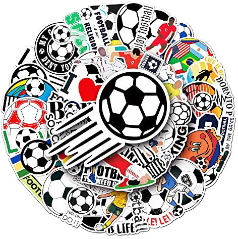 Football Stickers Gift for Boys Girls Teens Adults,Trendy Waterproof Vinyl Stickers for Luggage Laptop Flasks Cup Phone Water Bottles Notebook Tablet Car Bike,Sports Decals Pack[Football-50Pcs]