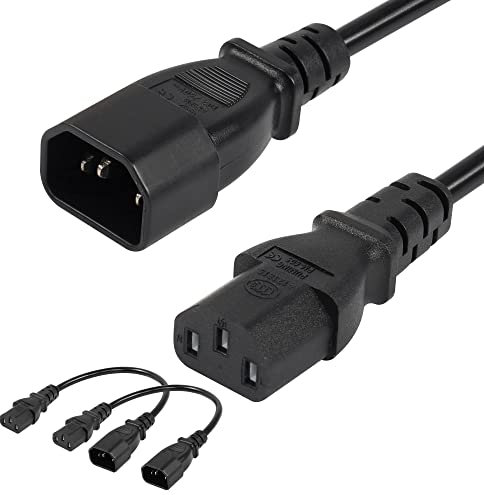 CERRXIAN 2 Pezzi Cavo di Prolunga di Alimentazione da C14 a C13,18AWG 10A 250V IEC 320 C13 a C14 Cavo di Prolunga di Alimentazione PDU per Monitor del Computer-0.3M/11.8inch