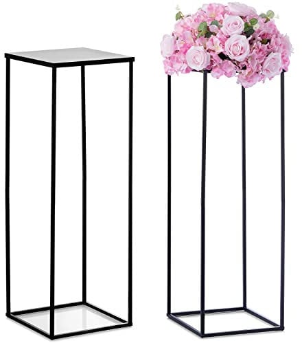 Nuptio Schwarzer Vasen Pflanzenständer 2 Stück 80cm Hohe Blumenvasen für Hochzeit Geburtstagsparty Mittelstücke – Metallsäulen Präsentations Tischständer für Inneneck Blumenständer
