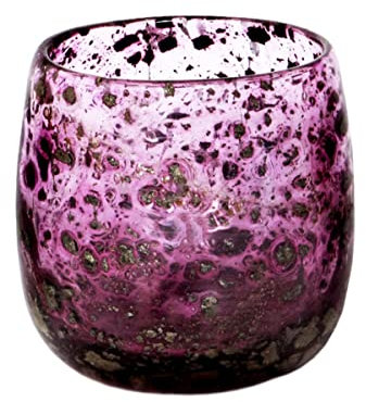 CRISTALICA Teelichthalter Bubble Bub Windlicht Votiv Kerzenglas 15cm violett