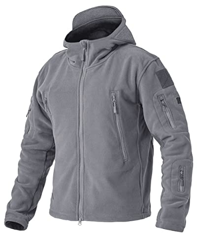 EKLENTSON Herren Fleecejacke Winddichte Jacke Outdoor Trekking Winter mit Reißverschluss und Kapuze