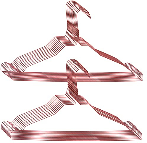 RSR Hangers trådhängare metallhängare 50 stycken röda enfärgade metallklädgalgar set metalltråd trådhängare 40 cm platsbesparande