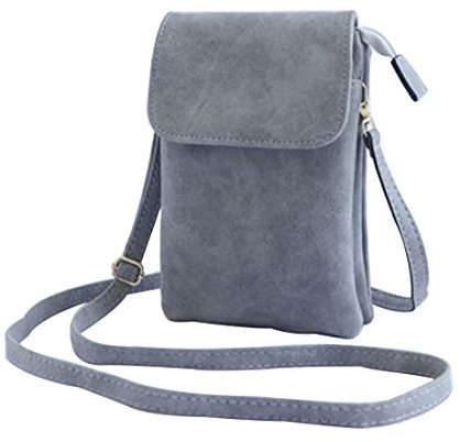 NAOYQ Handy umhängetasche Damen Pu veganem Leder Retro Vintage Tasche klein Handy Schultertaschen Frauen Geldbeutel Handtasche Handytasche zum umhängen Crossbody Bag mit handyfach grau