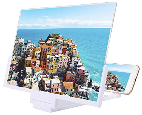 SDYGDB 14 inch Screen Amplifier 3D Portable Screen Magnifier Radiation Protection Mobile Phone Video HD Video Magnifying Glass Stand Bracket Holder for All Kinds of Smartphones Samsung Android(white)