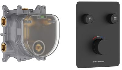 CHRIS BERGEN Aquatronic, Unterputz Thermostat mit Grundkörper, für 2 Funktionen, in Schwarz matt